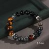 925 Silver Hoop Mantra Yellow Tiger Eyes Black Myth Wukong Men And Women Bracelet