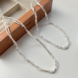 Double-layer Winding Small Pieces Of Silver Pearl Necklace For Women