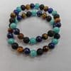Tiger Eye Volcano Stone Orchid Pine Matte Blue Gold Stone Bracelet