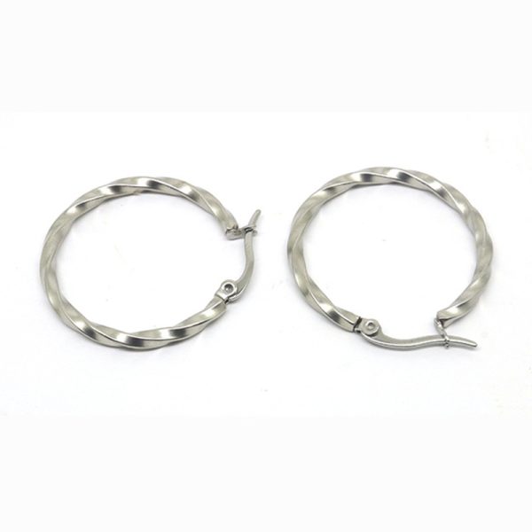 European And American Fashion Stainless Steel Twist Twisted Wire Big Circle Earrings