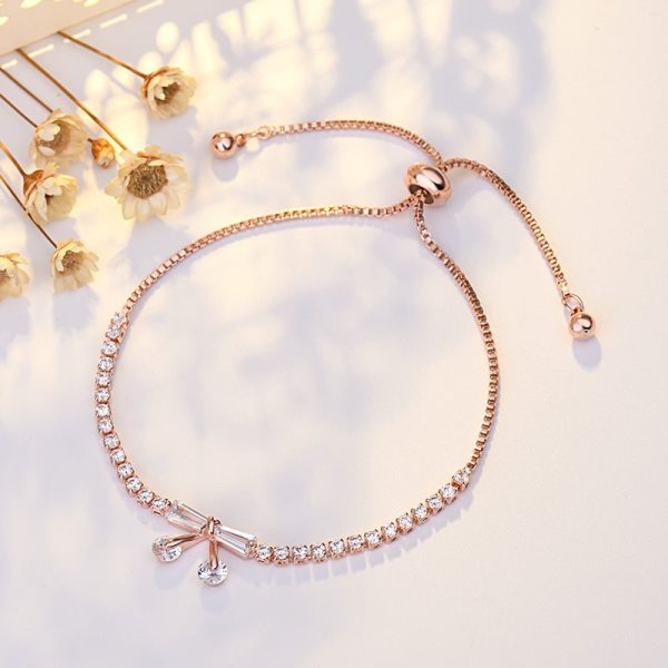 Bow Micro Inlaid Zircon Adjustable Beads Bracelet
