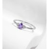 S925 Sterling Silver Light Luxury Rhinestone Purple Crystal Drop-shaped Ring