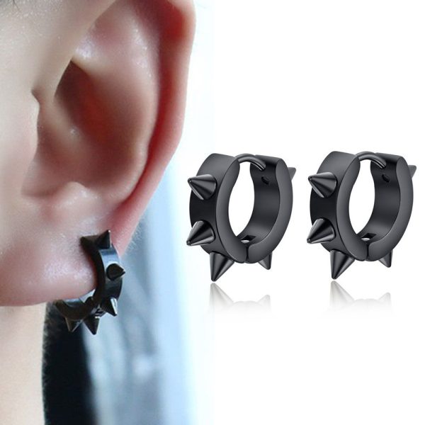 Stainless Steel Rivet Stud Earrings Circle Ear Clip