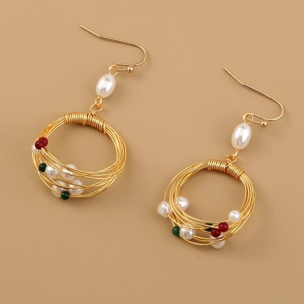 Hand-wrapped natural stone earrings