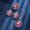 Copper Sole Gold-plated Simulation Red Corundum Rose Temperament Entry Lux Suit