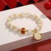 Chinese Style Beads String Bracelet Lucky Dragon Year Lucky Coin Agate Bracelet