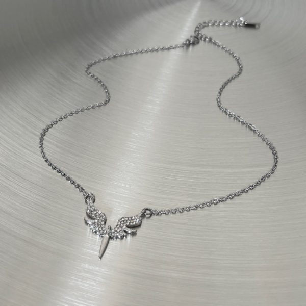 Fate Of Heart Wings Diamond-studded Necklace Men And Women Cold Wind