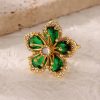 Green Zircon Flower Ring For Women