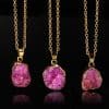 Ladies Round Irregular Water Droplets Natural Stone Rough Stone Pendant Necklace