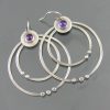 Amethyst Double Layer Big Circle Earrings European And American Plated Antique