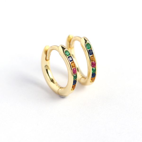 S925 Silver Geometric Circle Single-row Drilled Metallic Ear Clip Silver Stud Earrings
