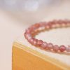 Natural Strawberry Quartz Bracelet Summer Sweet Girl Simple All-matching