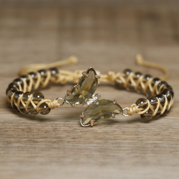 Vintage Winding Tea Crystal Round Beads A String Of Beads Bracelet