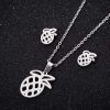 Simple Hollow Out Pineapple Fruit Jewelry Earrings Necklace Stainless Steel Jewelry Set