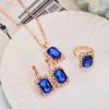 Europe And The United States Personalized Water Drop Color Diamond Necklace, Earrings, Rings Set, Shiny High-end Bridal Jewelry Wholesale