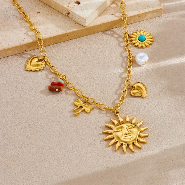 Shell Starfish Sun Stainless Steel Necklace