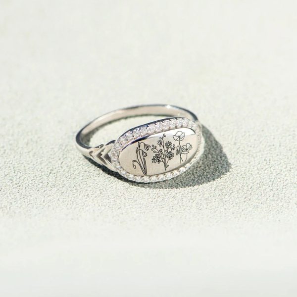 S925 Sterling Silver Flowers Epoxy Oil Zircon Ring For Women