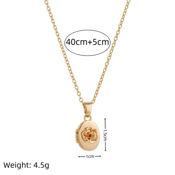 Oval Birth Flower Birthstone Photo Frame Necklace