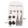 New Bohemian Black Diamond Long Vintage Zircon 4 Pair Stud Earrings Set Combination