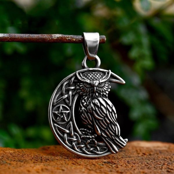 Creative All-match Stainless Steel Moon Owl Pendant