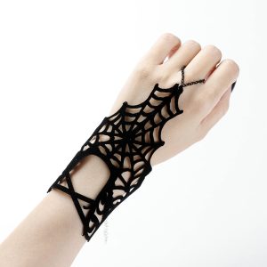 Dark Style Hollow Spider Web Finger Chain