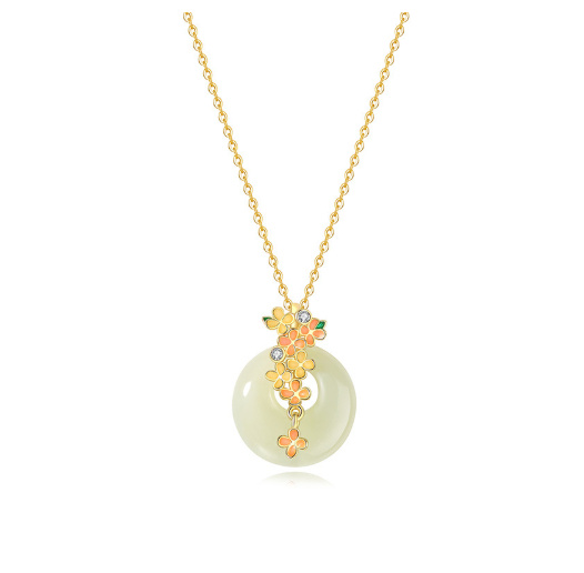 Laurel Safe Buckle Natural Hetian Jade Necklace