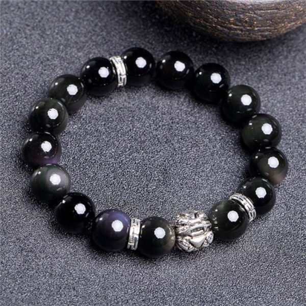 Silver 999 Natural Obsidian To Cloud Year Of Bracelet