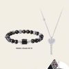 Black Agate Bracelet Small Love Lock Couple Necklace Bracelet