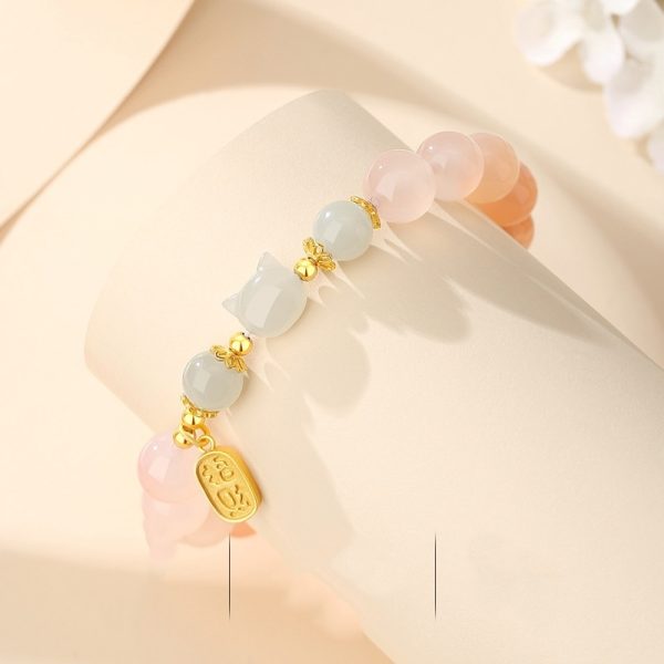 Red Agate Bracelet Hetian Jade Cat National Style