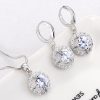 Simple Micro-inlaid Crystal Zircon Jewelry Two-piece Set