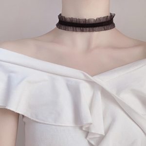 Velvet Ruffled Clavicle Chain Necklace
