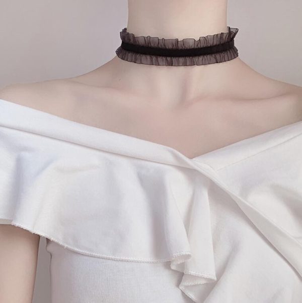 Velvet Ruffled Clavicle Chain Necklace