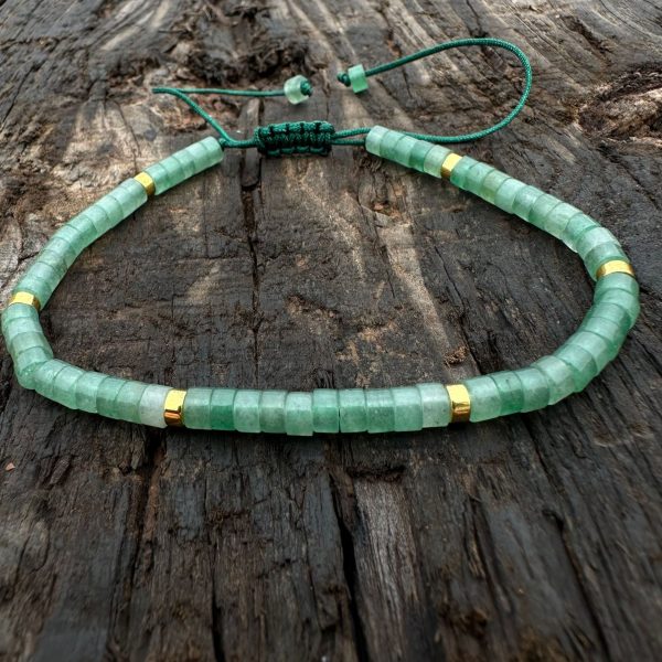Natural Stone 42 Spacer Glitter Stone Crystal Adjustable Bracelet