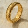 Women's Exaggerated Vertical Stripe Ring Elastic Titanium Steel Bracelet