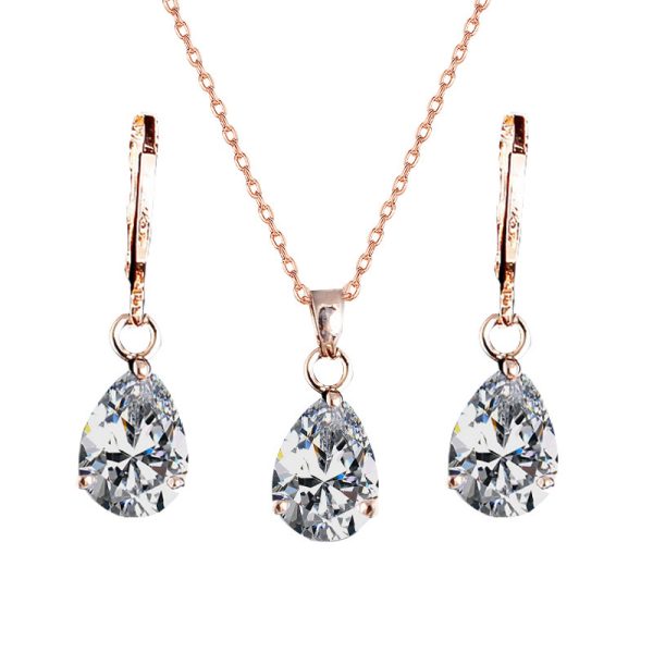 Water drop earrings necklace jewelry set