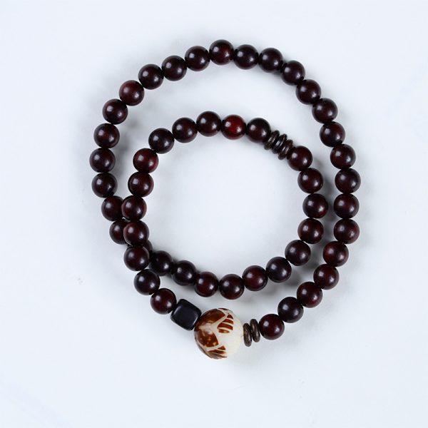 Simple All-match Natural Rosewood Double-ring Bracelet