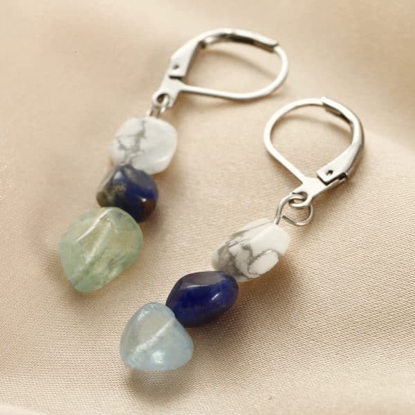 Amorphous Stone Eardrops Sodalite Aquamarine