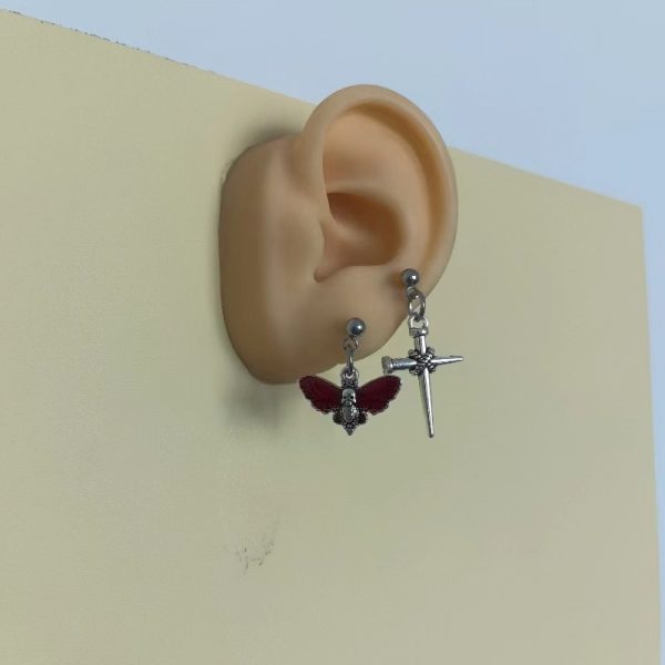 Stainless Steel Studs Asymmetric Set Of Crosses