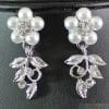 Alloy bridal sleeve chain, leaf pearl necklace, earring, Korean wedding dress, two piece set, pearl leaf set chain