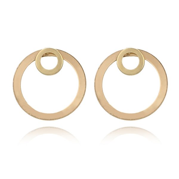 Simple Temperament Alloy Geometric Metal Size Circle Earrings Pendant