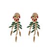 Diamond Drop Finger Feather Earrings