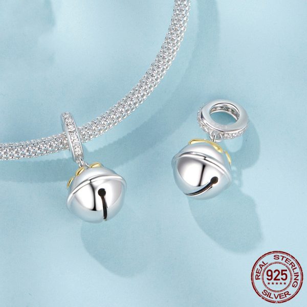 Christmas 925 Sterling Silver Cute Pet Paw Print Bell Pendant