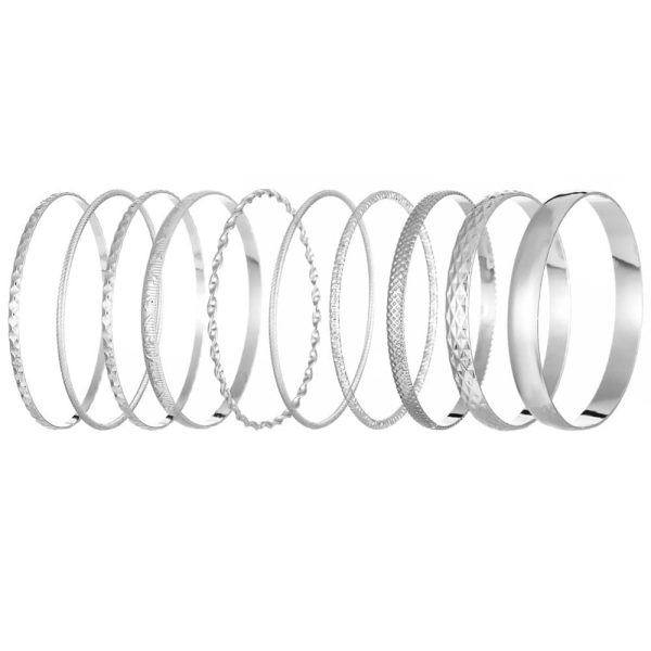 Ethnic Style Alloy Retro Wide Gold Glossy Wristband Bracelet 10 PCs Set