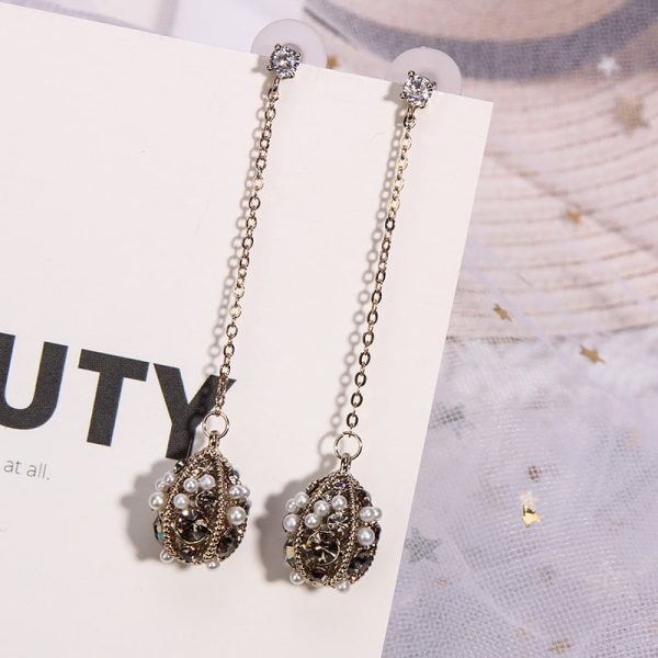 Women's water drop silver earrings