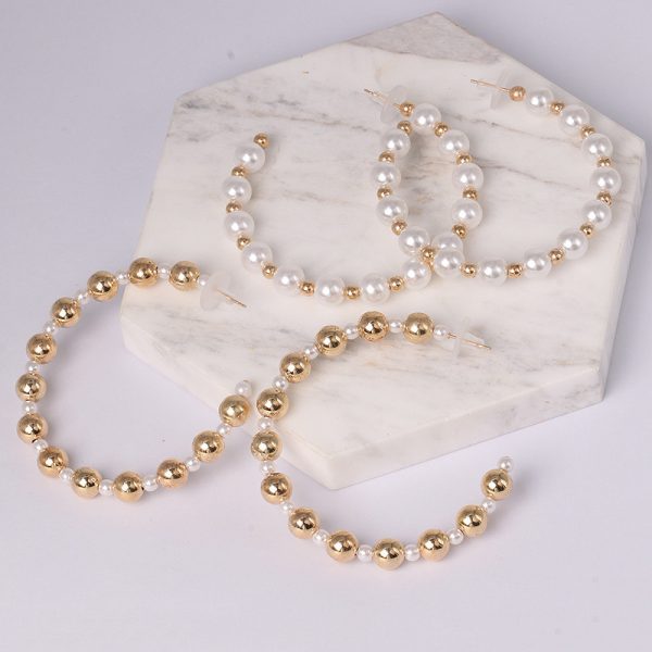 Pearl circle big earrings