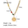18K Gold Natural Stone Opal Sun Pendant Color Stone Necklace