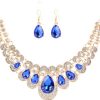 Europe and the United States retro ethnic style jewelry set crystal gem set geometric necklace earrings set female fashion jewelry