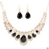 Europe and the United States retro ethnic style jewelry set crystal gem set geometric necklace earrings set female fashion jewelry