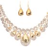 Europe and the United States retro ethnic style jewelry set crystal gem set geometric necklace earrings set female fashion jewelry