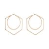 Exaggerated irregular hexagon geometric metal circle earrings